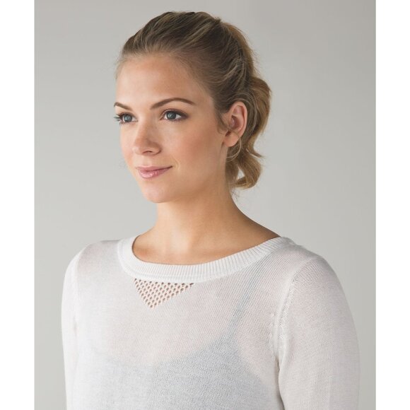 Lululemon Sweater Cashmere Blend Sunset Savasana Pullover Heathered White Med - Picture 3 of 14